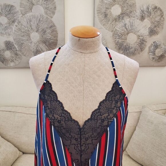 INC Lace-Trim Bold Striped Chemise Nightgown size XL - NEW - Picture 3 of 11